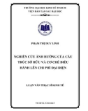 Luận văn Thạc sĩ Kinh tế: Nghiên cứu ảnh hưởng của cấu trúc sở hữu và cơ chế điều hành lên chi phí đại diện