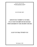 Luận văn thạc sĩ Nhân văn: Kinh tế ngư nghiệp và văn hóa của cư dân ven biển huyện Hải Hậu tỉnh Nam Định từ năm 1986 đến năm 2012