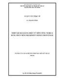 Luận văn thạc sĩ: Thiết kế bài giảng điện tử môn công nghệ 11 bằng phần mềm Microsoft Office Frontpage