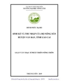 Luận văn Thạc sĩ Phát triển nông thôn: Sinh kế và thu nhập của hộ nông dân huyện Văn Bàn, tỉnh Lào Cai