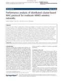 báo cáo hóa học: Performance analysis of distributed cluster-based MAC protocol for multiuser MIMO wireless networks