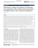 Báo cáo hóa học: Performance analysis for optimum transmission and comparison with maximal ratio transmission for MIMO systems with cochannel interference