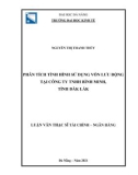 Luận văn Thạc sĩ Tài chính ngân hàng: Phân tích tình hình sử dụng vốn lưu động tại Công ty TNHH Bình Minh, tỉnh Đăk Lăk