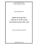 Luận văn Thạc sĩ Lịch sử: Chính sách thu hút đầu tư nước ngoài tại tỉnh Hà Giang (1996-2016)