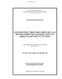 Luận văn Thạc sĩ Kinh tế: Giải pháp phát triển hoạt động mua lại doanh nghiệp Việt Nam bằng vốn vay (LBOs) của quỹ đầu tư tư nhân