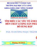 Báo cáo: TÌM HIỂU CÁC YẾU TỐ ẢNH HƯỞNG TỚI CHẤT LƯỢNG SẢN PHẨM SỮA BỔ SUNG BẮP