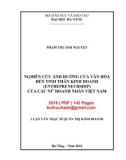 Luận văn Thạc sĩ Quản trị kinh doanh: Nghiên cứu ảnh hưởng của văn hóa đến tinh thần kinh doanh (Entrepreurship) của các nữ doanh nhân Việt Nam