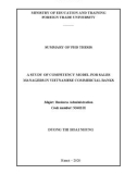 Summary of Phd thesis: A study of competency model for sales managers in Vietnamese commercial banks