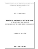 Summary of PhD thesis: Bank credit contributes to the development of the agricultural economy in the Mekong River Delta key economic region