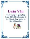 Luận Văn: Thực trạng và giải pháp hoàn thiện bộ máy quản lý tại Công ty Tạp phẩm và Bảo hộ lao động