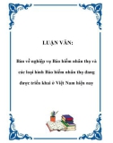 LUẬN VĂN: Bàn về nghiệp vụ Bảo hiểm nhân thọ và các loại hình Bảo hiểm nhân thọ đang được triển khai ở Việt Nam hiện nay