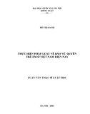 Luận văn Thạc sĩ Luật học: Thực hiện pháp luật về bảo vệ quyền trẻ em ở Việt Nam trong giai đoạn hiện nay