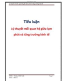 Tiểu luận: Lý thuyết mối quan hệ giữa lạm phát và tăng trưởng kinh tế