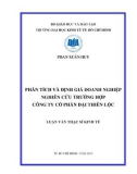 Luận văn Thạc sĩ Kinh tế: Phân tích và định giá doanh nghiệp nghiên cứu trường hợp Công ty cổ phần Đại Thiên Lộc