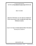 Luận văn Thạc sĩ Quản lý kinh tế: Quản lý vốn đầu tư xây dựng cơ bản từ ngân sách nhà nước tại huyện Việt Yên, tỉnh Bắc Giang