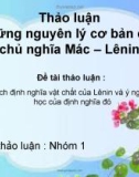 Thảo luận Những nguyên lý cơ bản của chủ nghĩa Mác - Lênin