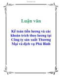 Luận văn: Kế toán tiền lương và các khoản trích theo lương tại Công ty sản xuất Thương mại và Dịch vụ Phú Bình