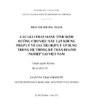 Luận văn Thạc sĩ Kinh tế: Các giải pháp mang tính định hướng cho việc xác lập khung pháp lý về giá trị hợp lý áp dụng trong hệ thống kế toán doanh nghiệp tại Việt Nam