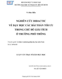 Luận văn Thạc sĩ Giáo dục học: Nghiên cứu didactic về dạy học các bài toán tối ưu trong chủ đề Giải tích ở trường phổ thông