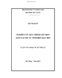 Luận văn thạc sĩ Kỹ thuật: Nghiên cứu quá trình lên men axit lactic từ tinh bột hạt mít