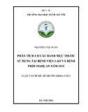 Luận văn Dược sĩ Chuyên khoa cấp I: Phân tích cơ cấu danh mục thuốc sử dụng tại Bệnh viện lao và Bệnh phổi Nghệ An năm 2015