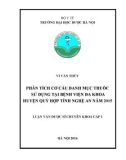 Luận văn Dược sĩ Chuyên khoa cấp I: Phân tích cơ cấu danh mục thuốc sử dụng tại Bệnh viện Đa khoa huyện Quỳ Hợp tỉnh Nghệ An năm 2015