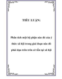 TIỂU LUẬN: Phân tích một bộ phận nào đó của ý thức xã hội trong giai đoạn nào đó phải dựa trên trên cở tồn tại xã hội