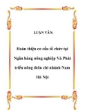 LUẬN VĂN: Hoàn thiện cơ cấu tổ chức tại Ngân hàng nông nghiệp Và Phát triển nông thôn chi nhánh Nam Hà Nội