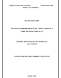 Summary of Doctoral dissertation in Law: Validity conditions of wills in accordance with Vietnam civil law