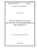 Luận văn thạc sĩ Quản lý công: Quản lý nhà nước về tài chính đối với các dự án viện trợ không hoàn lại trực thuộc Bộ Y tế