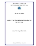 Luận văn Thạc sĩ Kinh tế: Quản lý nợ và dự báo khủng hoảng nợ tại Việt Nam