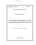 Luận văn Thạc sĩ Quản lý kinh tế: Chất lượng của việc cho vay ưu đãi tại Quỹ Bảo vệ môi trường Việt Nam