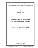 Luận văn Thạc sĩ Kinh tế: Phát triển du lịch sinh thái tại vườn quốc gia Tam Đảo