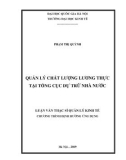 Luận văn Thạc sĩ Quản lý kinh tế: Quản lý chất lượng lương thực tại Tổng cục Dự trữ Nhà nước