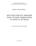 Luận văn Thạc sĩ Khoa học: Bài toán nội suy sinh bởi toán tử khả nghịch phải và trái và áp dụng