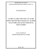 Luận văn thạc sĩ Công tác xã hội: Vai trò của nhân viên công tác xã hội trong trợ giúp phụ nữ bị bạo lực gia đình tại xã Nghĩa Thái, huyện Nghĩa Hưng, tỉnh Nam Định