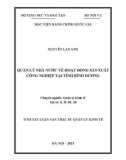 Tóm tắt Luận văn Thạc sĩ Quản lý Kinh tế: Quản lý nhà nước về hoạt động sản xuất công nghiệp tại tỉnh Bình Dương