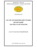 Luận văn Thạc sĩ Quản trị kinh doanh: Các yếu tố ảnh hưởng đến văn hóa doanh nghiệp tại công ty FPT Telecom