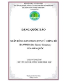 NHÂN DÕNG GEN PRION (PrP) TỪ GIỐNG BÕ HANWOO (Bos Taurus Coreanae) CỦA HÀN QUỐC