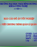 ĐỀ TÀI : VIẾT CHƯƠNG TRÌNH QUẢN LÍ QUÁN CÀ PHÊ