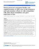 Báo cáo thú y: Scandinavica cung cấp cho các bạn kiến thức về bệnh thú yđề tài: Rumen-protected conjugated linoleic acid supplementation to dairy cows in late pregnancy and early lactation: effects on milk composition, milk yield, blood metabolites and gene expression in liver