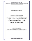 Luận văn Thạc sĩ Văn hóa và ngôn ngữ Việt Nam: Những đóng góp về nội dung và nghệ thuật của Lương Khê thi thảo (Phan Thanh Giản)