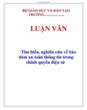 LUẬN VĂN: Tìm hiểu, nghiên cứu về bảo đảm an toàn thông tin trong chính quyền điện tử