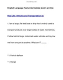 English Language Tests-Intermediate level's archiveReal Life: Vehicles and Transportation (3)