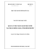 Luận văn thạc sĩ Quản lý công: Quản lý thu ngân sách nhà nước tại thị xã Đồng Xoài, tỉnh Bình Phước