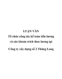 Luận văn: Tổ chức công tác kế toán tiền lương và các khoản trích theo lương tại Công ty xây dựng số 2 Thăng Long