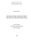 Luận án tiến sĩ ngành Phát triển nông thôn: Kiến thức bản địa và khả năng thích ứng với lũ của nông dân tỉnh An Giang