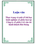 Luận văn: Thực trạng và một số bài học kinh nghiệm cổ phần hoá tại Công ty cổ phần ô tô vận tải hành khách Hải Hưng