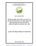 Luận văn Thạc sĩ Quản lý đất đai: Đánh giá hiệu quả công tác đấu giá quyền sử dụng đất của một số dự án trên địa bàn huyện Giao Thủy, tỉnh Nam Định giai đoạn 2015 - 2018