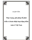 LUẬN VĂN: Thực trạng, giải pháp để phát triển và hoàn thiện hoạt động kiểm toán ở Việt Nam